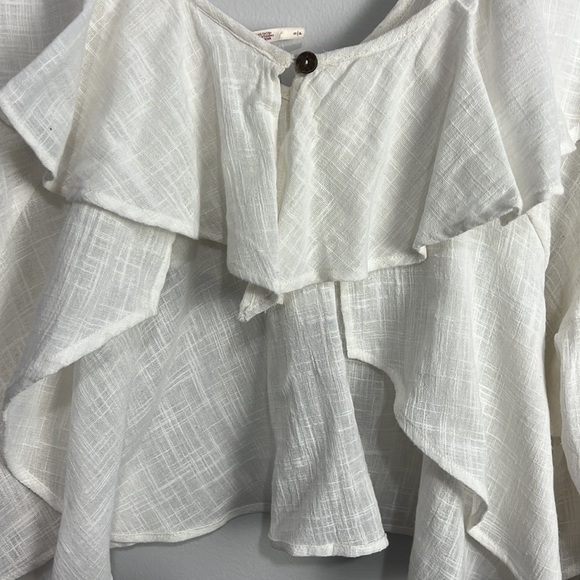 Free People White Ruffle Top NWT Small - Picture 6 of 8